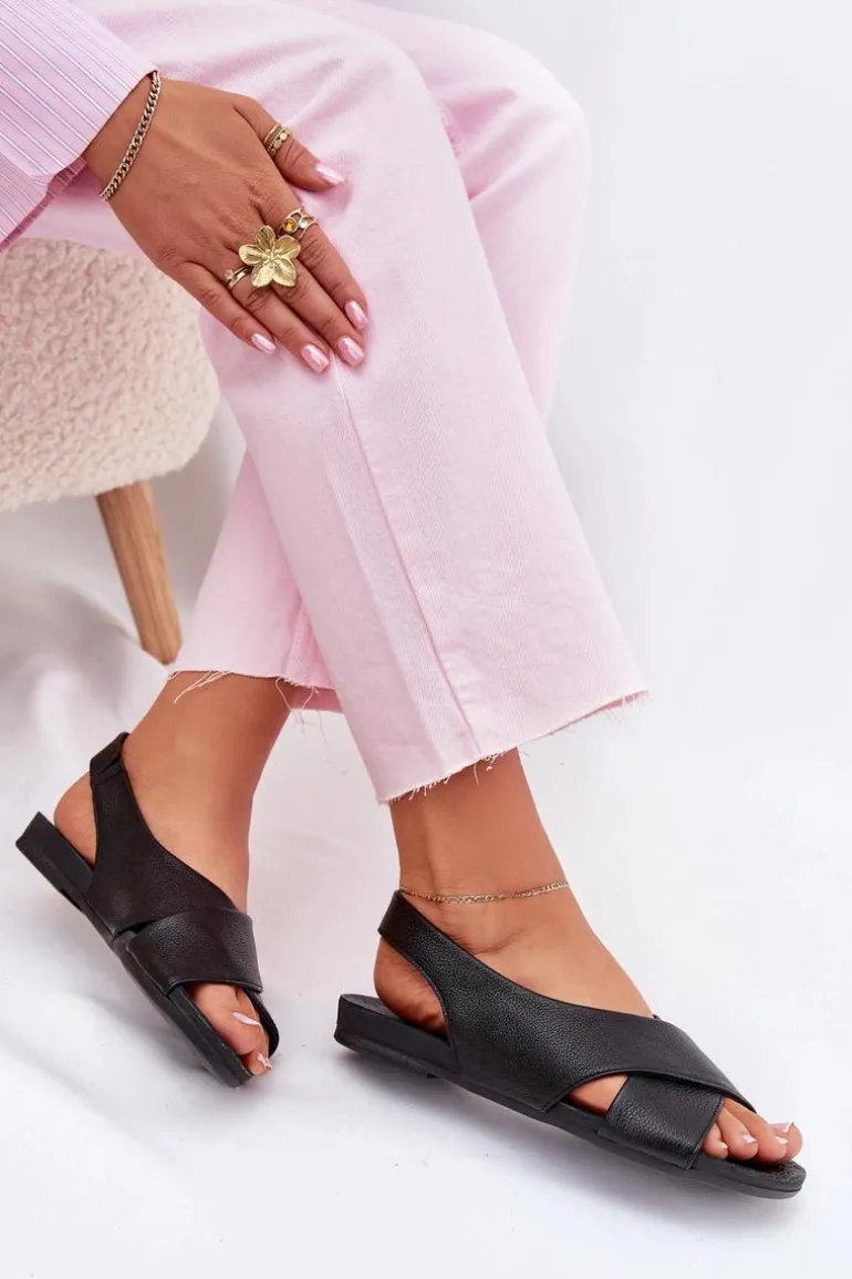 Zazoo 40407 Sandały Skórzane Damskie Czarne