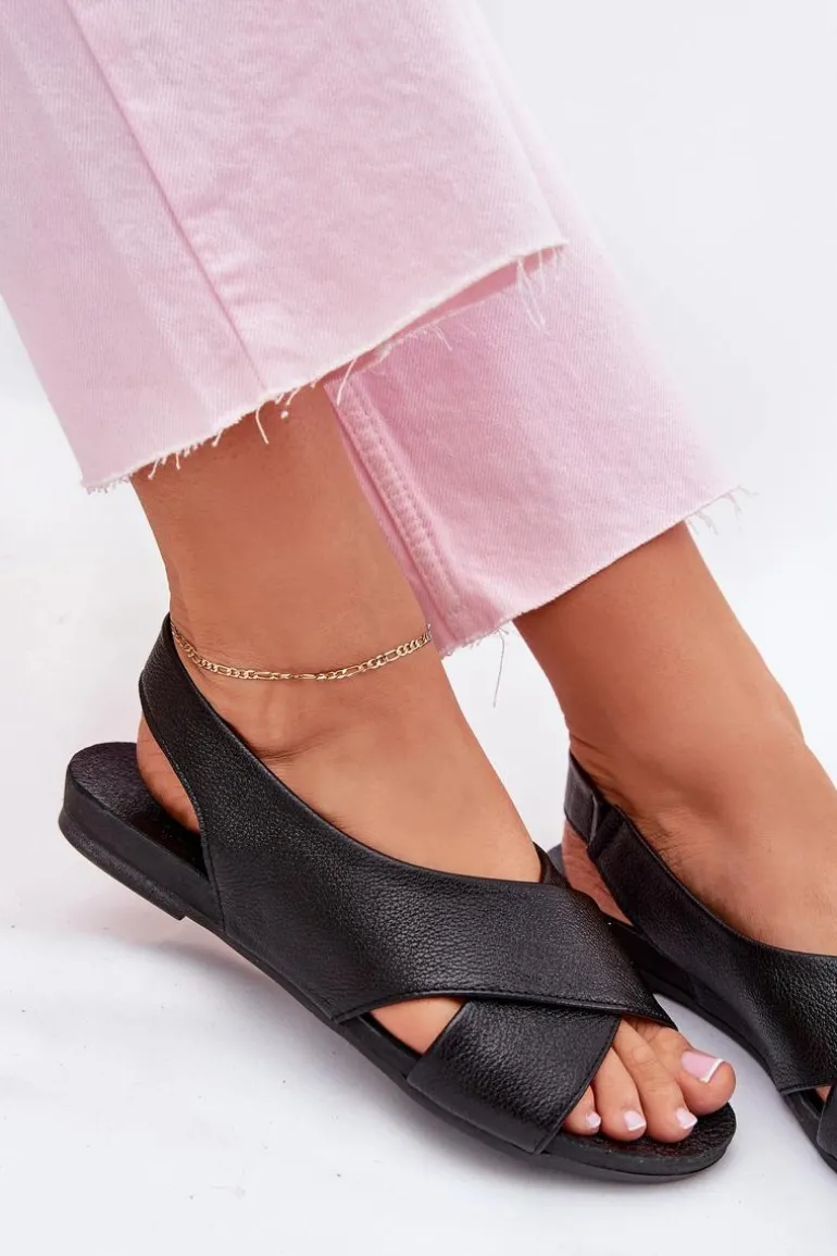 Zazoo 40407 Sandały Skórzane Damskie Czarne