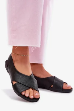 Zazoo 40407 Sandały Skórzane Damskie Czarne