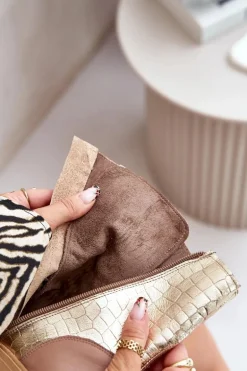 Zazoo 2942 Skórzane Botki Workery Ze Złotą Klamrą Beżowe