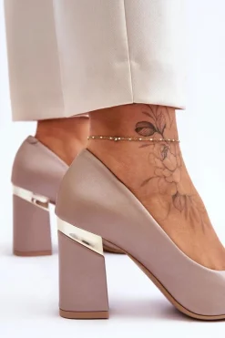 Zazoo 3117 Skórzane Czółenka Beżowe