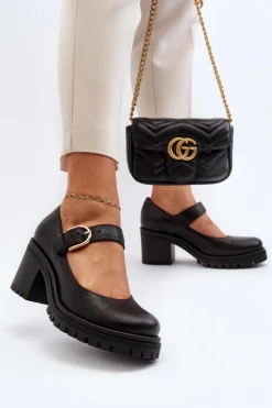 Zazoo 20166 Skórzane Czółenka Czarne