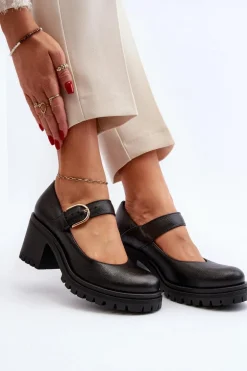 Zazoo 20166 Skórzane Czółenka Czarne