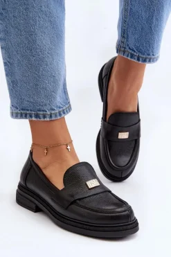 Zazoo 20165 Skórzane Mokasyny Damskie Czarne