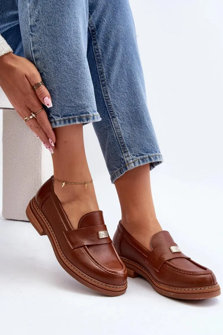 Zazoo 20165 Skórzane Mokasyny Damskie Brązowe