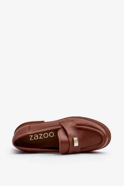 Zazoo 20165 Skórzane Mokasyny Damskie Brązowe
