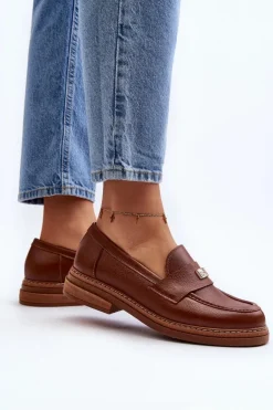 Zazoo 20165 Skórzane Mokasyny Damskie Brązowe