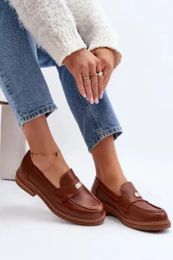 Zazoo 20165 Skórzane Mokasyny Damskie Brązowe