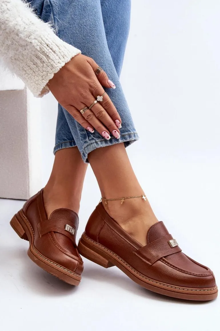 Zazoo 20165 Skórzane Mokasyny Damskie Brązowe