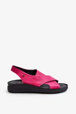 Zazoo 40392 Skórzane Sandały Damskie Fuksja