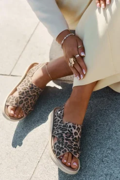 Zazoo 40392 Skórzane Sandały Damskie Panterka Brązowe