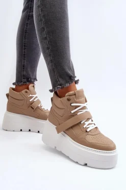 Zazoo 3450 Skórzane Sneakersy Damskie Beżowe