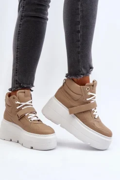 Zazoo 3450 Skórzane Sneakersy Damskie Beżowe