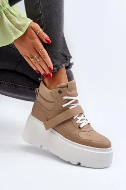 Zazoo 3450 Skórzane Sneakersy Damskie Beżowe