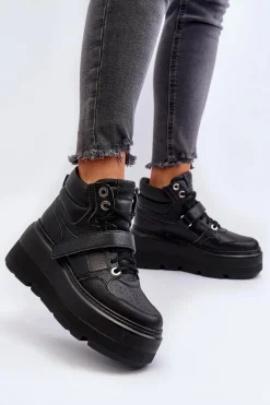 Zazoo 3450 Skórzane Sneakersy Damskie Czarne