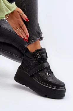 Zazoo 3450 Skórzane Sneakersy Damskie Czarne