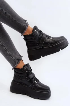 Zazoo 3450 Skórzane Sneakersy Damskie Czarne