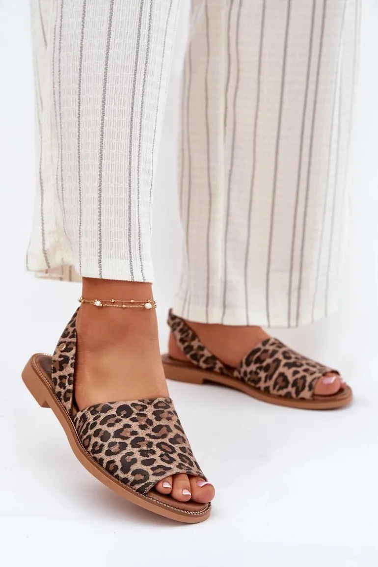 Zazoo 40327 Skórzane Wsuwane Sandały Panterka