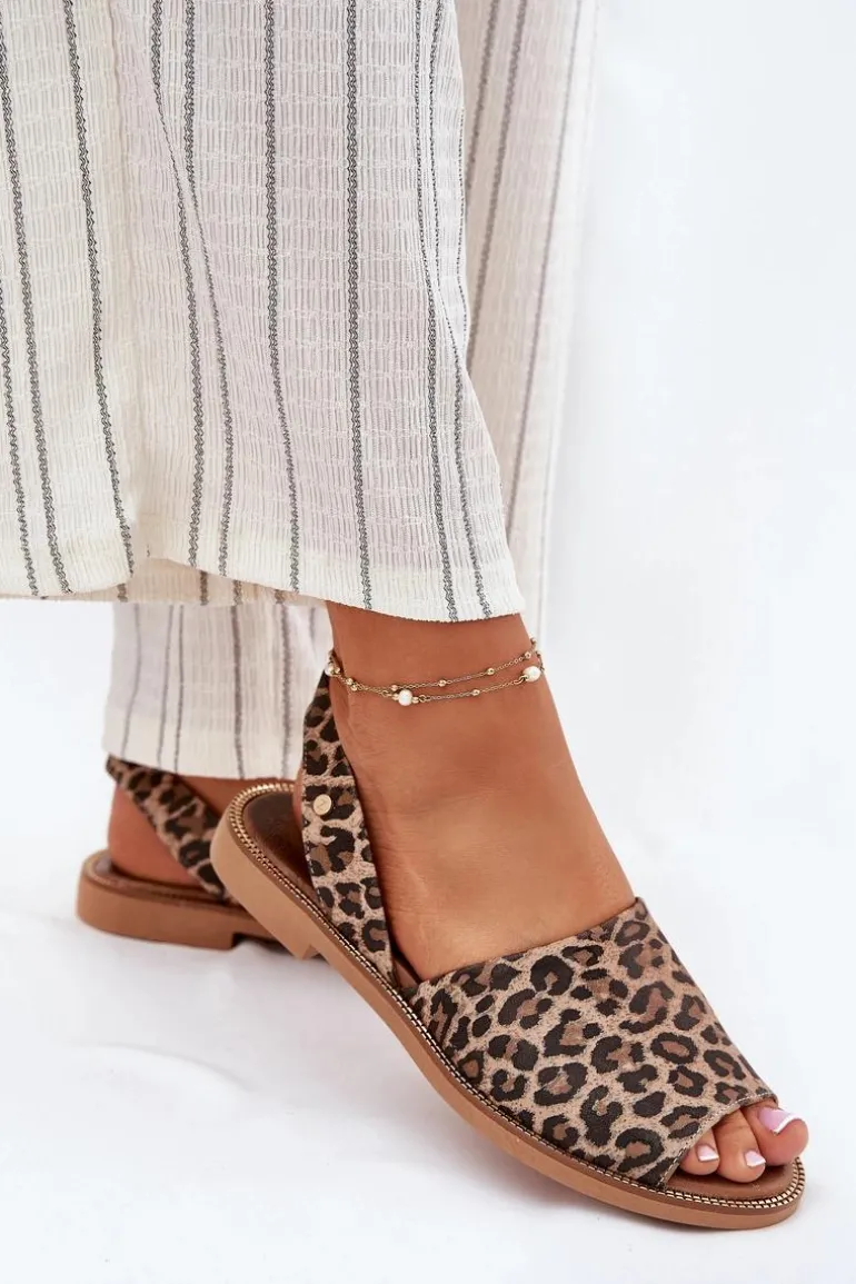 Zazoo 40327 Skórzane Wsuwane Sandały Panterka