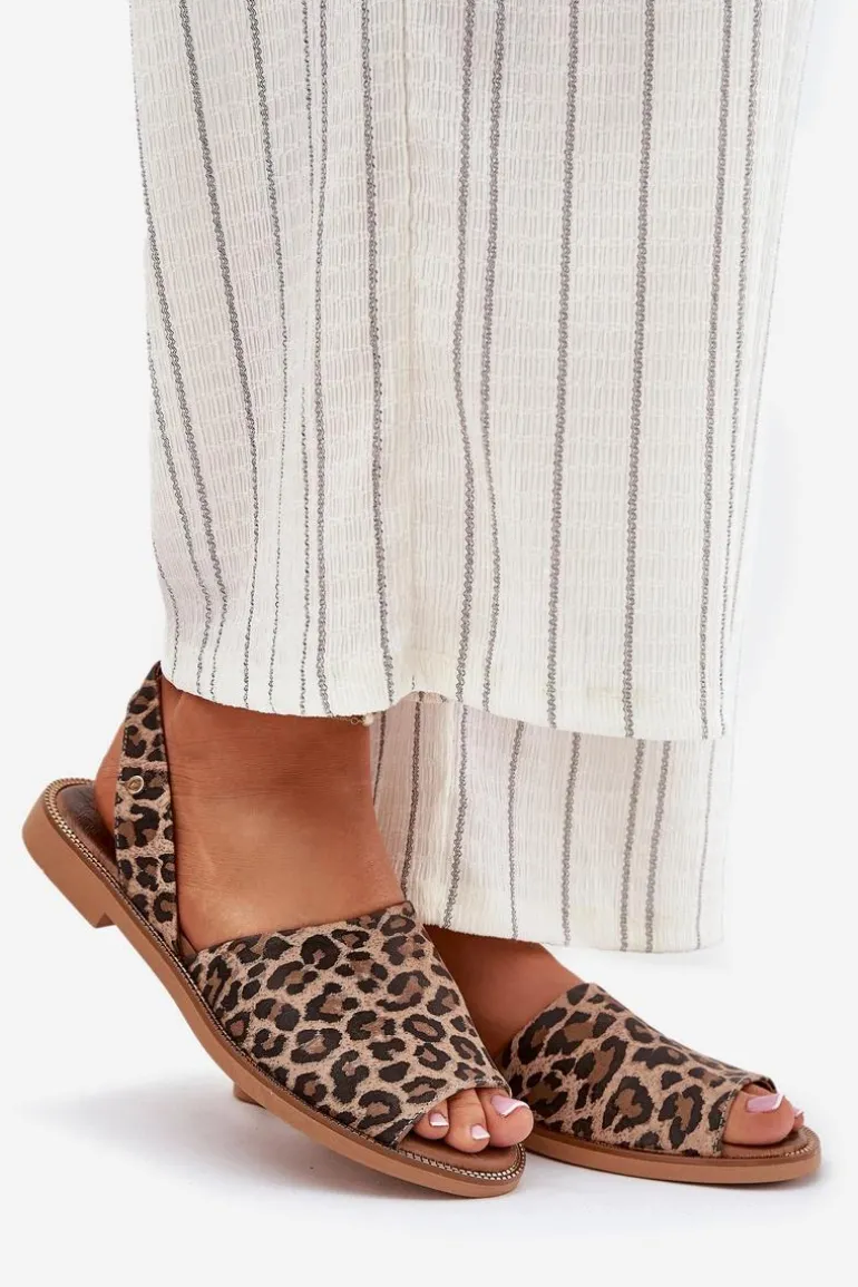 Zazoo 40327 Skórzane Wsuwane Sandały Panterka