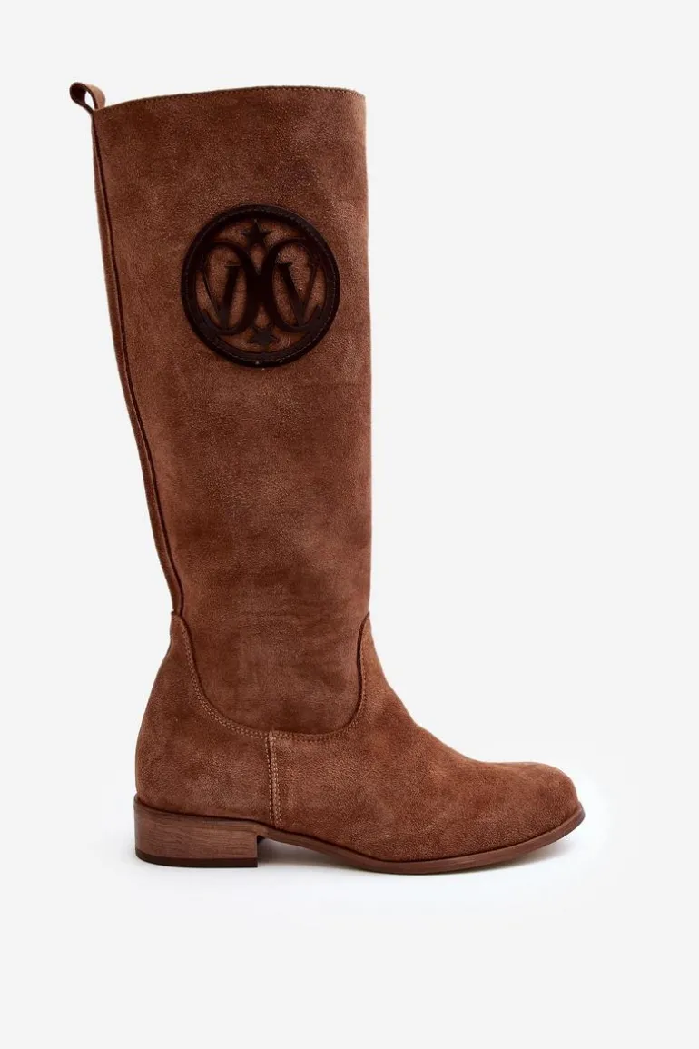 Zazoo 3367 Zamszowe Kozaki Damskie Przed Kolano Brązowe