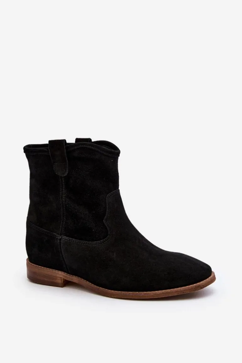 Zazoo 2326 Zamszowe Wsuwane Botki Damskie Czarne