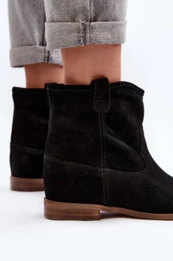 Zazoo 2326 Zamszowe Wsuwane Botki Damskie Czarne