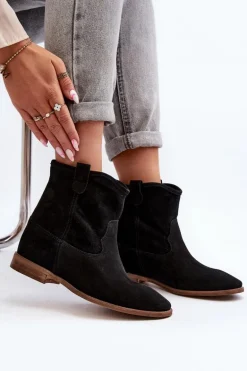 Zazoo 2326 Zamszowe Wsuwane Botki Damskie Czarne