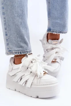 Zazoo 2F-7033 Sneakersy Na Masywnej Platformie Białe