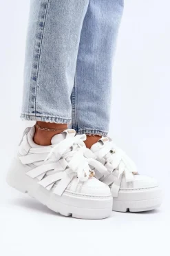 Zazoo 2F-7033 Sneakersy Na Masywnej Platformie Białe