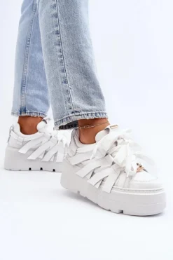 Zazoo 2F-7033 Sneakersy Na Masywnej Platformie Białe