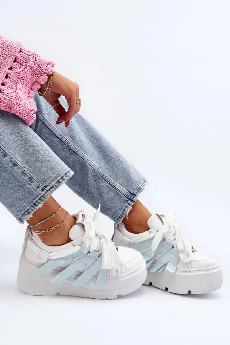 Zazoo 2F-7033 Sneakersy Na Masywnej Platformie Niebieskie