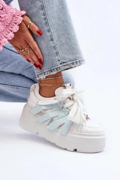 Zazoo 2F-7033 Sneakersy Na Masywnej Platformie Niebieskie