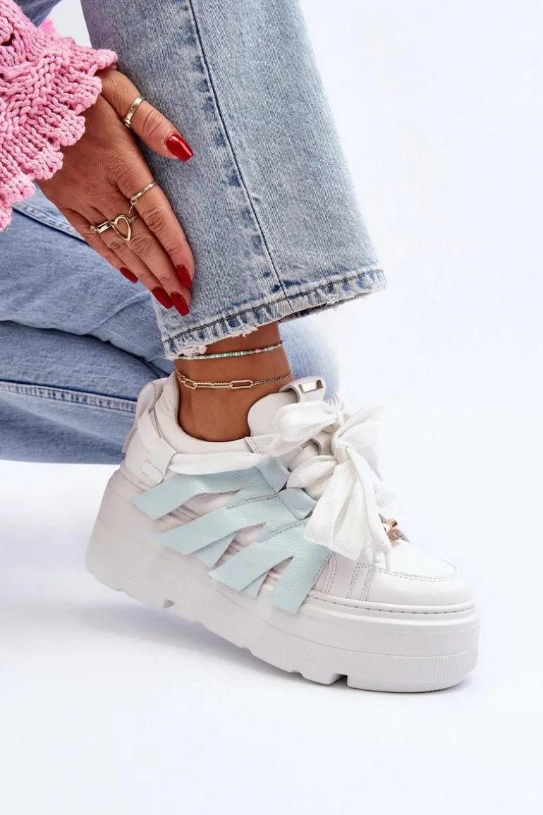 Zazoo 2F-7033 Sneakersy Na Masywnej Platformie Niebieskie