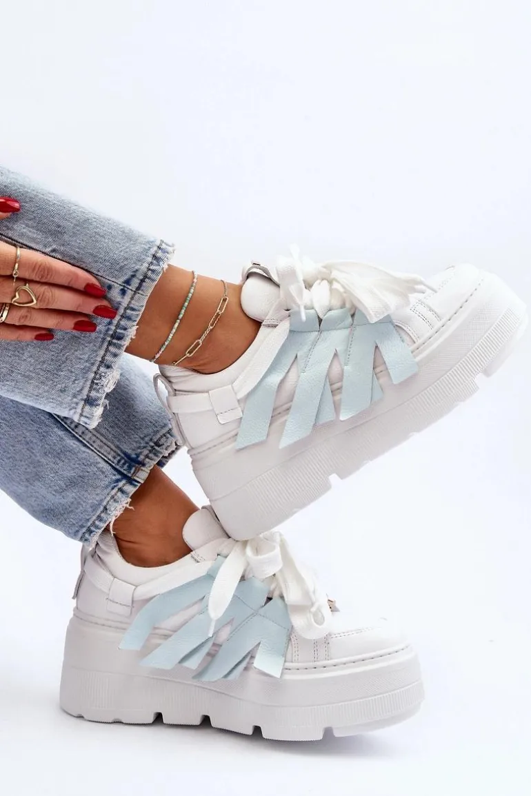 Zazoo 2F-7033 Sneakersy Na Masywnej Platformie Niebieskie