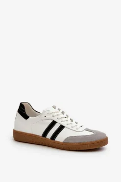 Zazoo N1068 Skórzane Niskie Sneakersy Damskie Białe