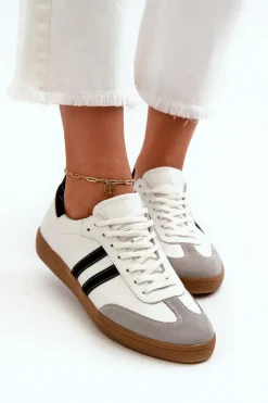 Zazoo N1068 Skórzane Niskie Sneakersy Damskie Białe