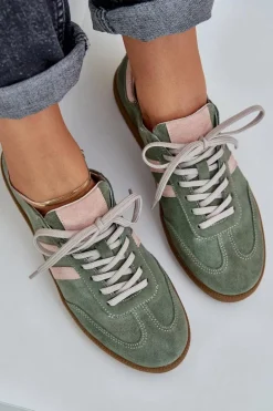 Zazoo N1068 Zamszowe Niskie Sneakersy Damskie Zielone