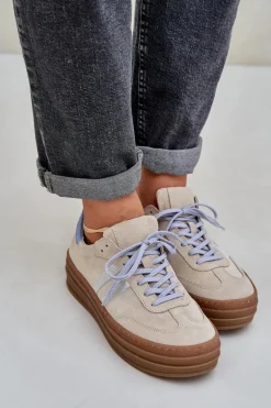 Zazoo N1068S4 Damskie Zamszowe Sneakersy Na Platformie Beżowe