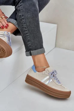 Zazoo N1068S4 Damskie Zamszowe Sneakersy Na Platformie Beżowe