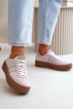 Zazoo N1068S4 Damskie Zamszowe Sneakersy Na Platformie Fioletowe