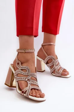 Zdobione Sandały Damskie Na Słupku D&A CR952 Różowe