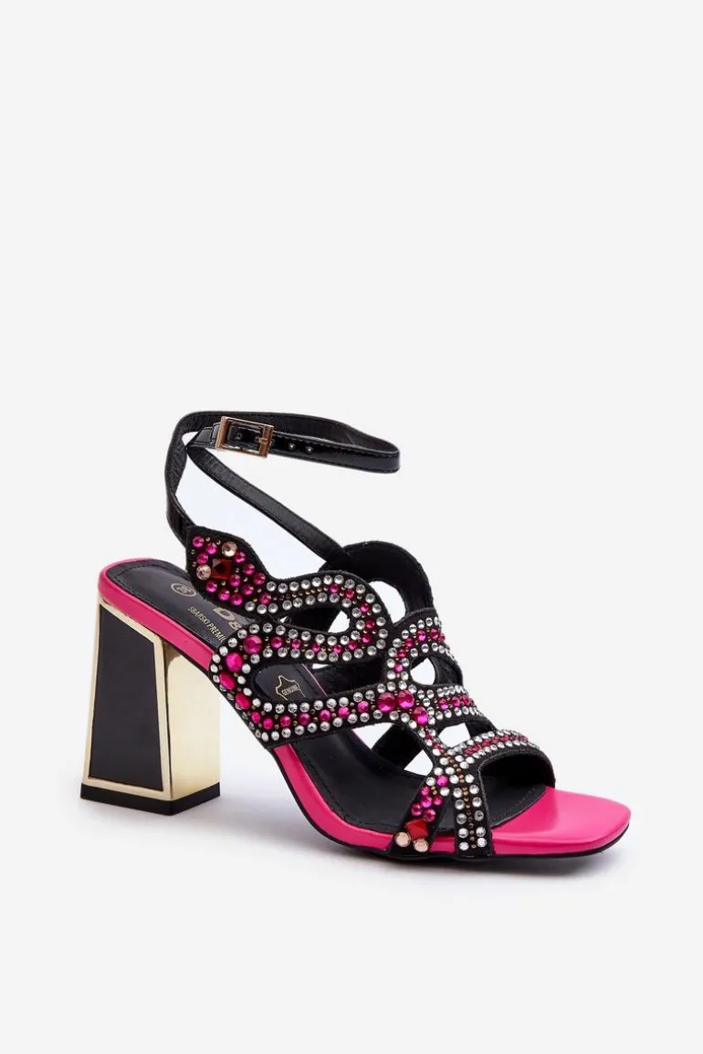 Zdobione Sandały Damskie Na Słupku D&A CR952 Czarne