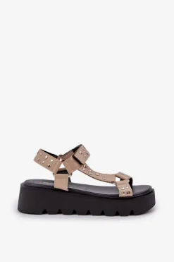 Zdobione Sandały Na Platformie Beżowe Tatellia