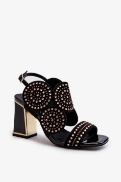 Zdobione Sandały Na Słupku D&A CR026 Czarne