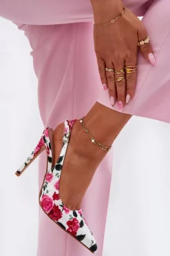 Zdobione Sandały Na Szpilce W Róże Białe Vevessa