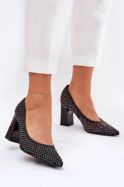 Zdobione Siateczkowe Czółenka Na Słupku Vinceza 62211 Czarne