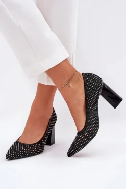 Zdobione Siateczkowe Czółenka Na Słupku Vinceza 62211 Czarne