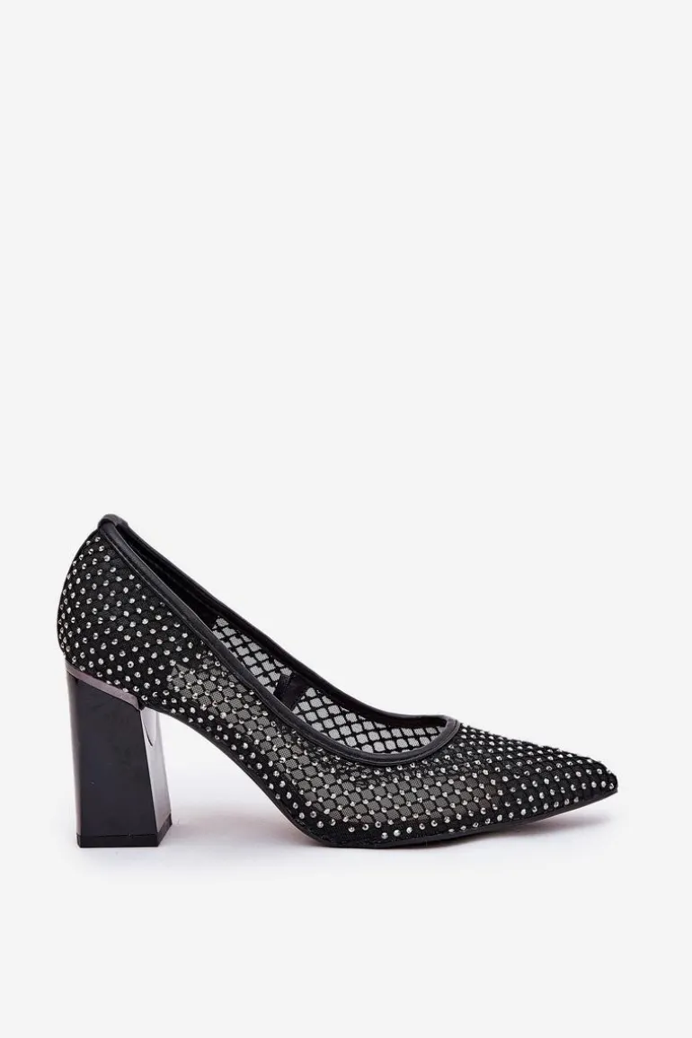 Zdobione Siateczkowe Czółenka Na Słupku Vinceza 62211 Czarne