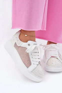 Zdobione Sneakersy Na Platformie GOE RR2N4003 Białe